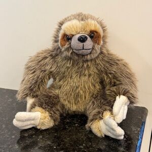 Plush Sloth Stuffed Animal - Brown and Cream Fur Poppy the three toed sloth